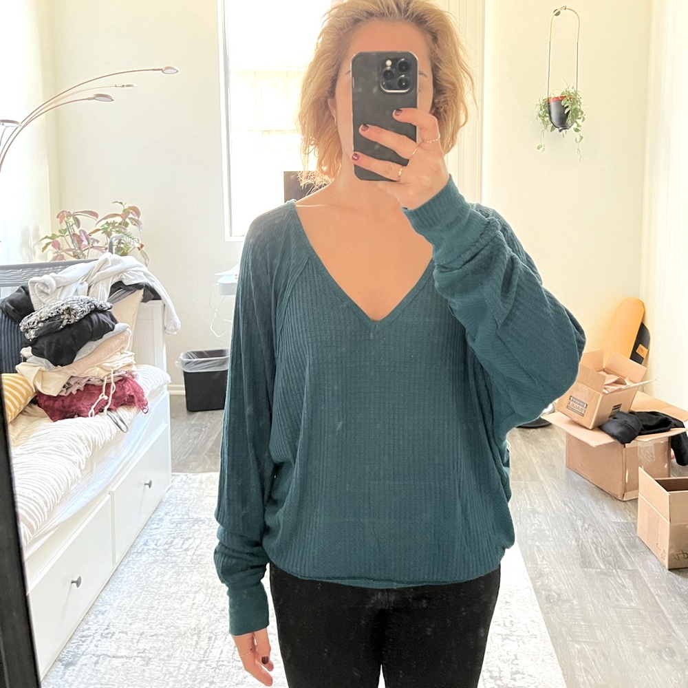 Free people turquoise long sleeve T